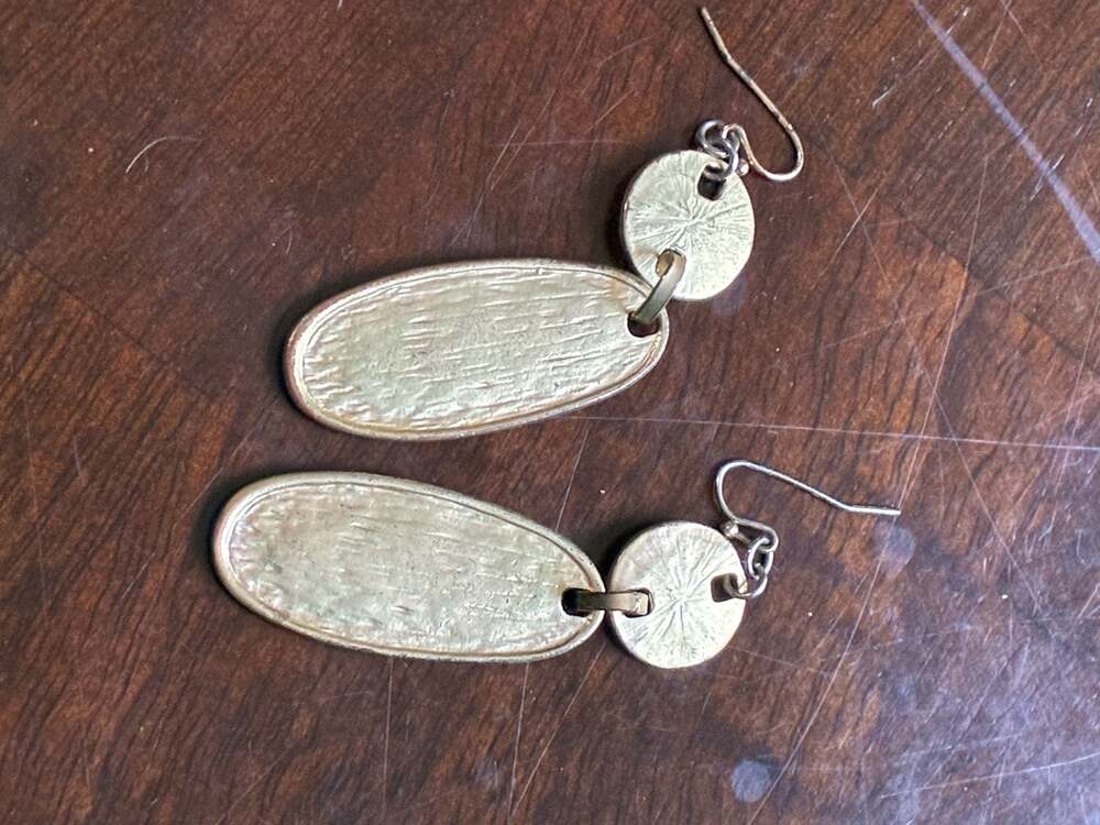 Chico's Gold-Tone Textured Oval and Disc Dangle Earrings